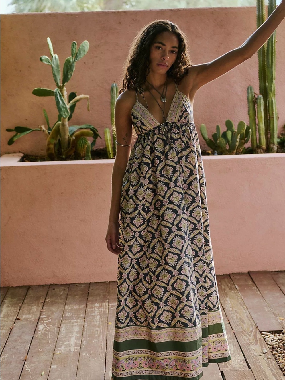 Free People Sorrento Stroll Printed Maxi Dress. NWT. Blueberry combo